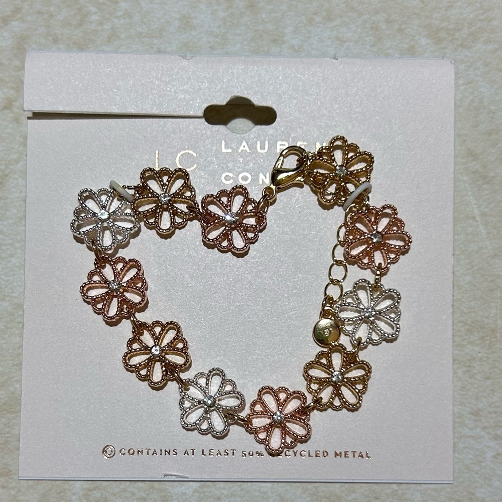 Lauren Conrad Elegant Tri-Color Floral Bracelet